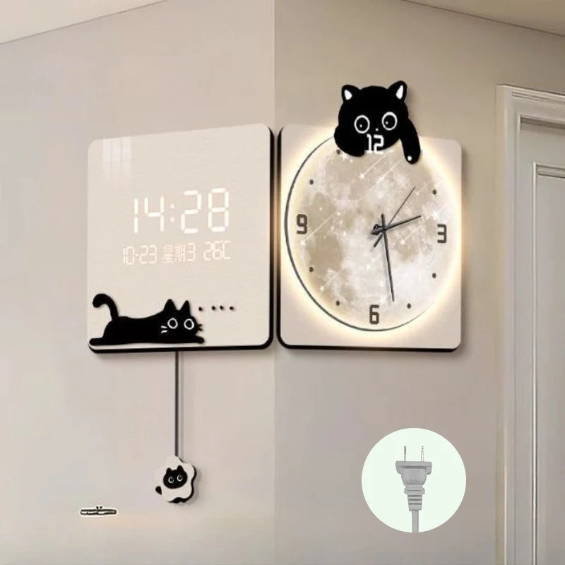 Modern Corner Wall Clock Large Interior Wall Clock Led Digital Watch Luxury Living Room Decorations Home Decoration Accessories